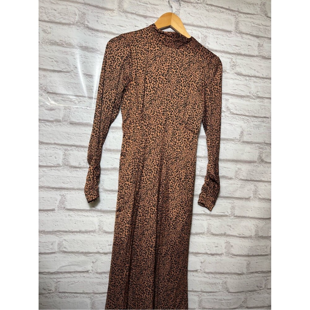 Free people loveless leopard midi dress brown black cheetah print open back sz 0 - Picture 2 of 5